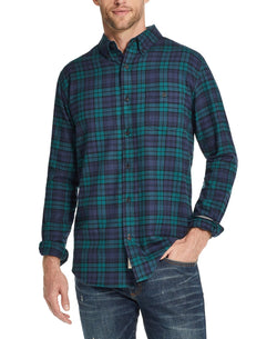 Weatherproof Vintage Brushed Antique Flannel Plaid Shirt Black Watch thumbnail 1