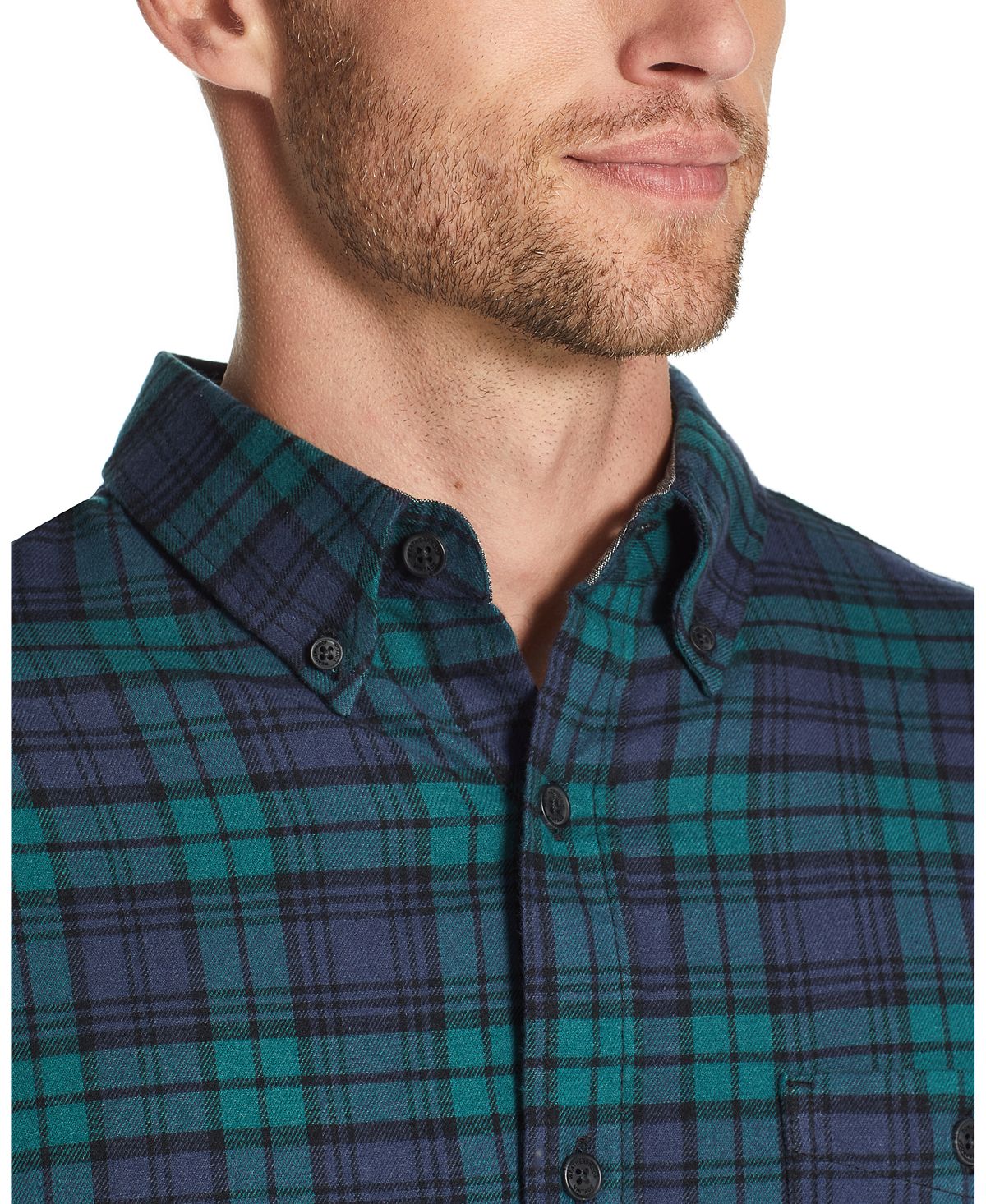 Weatherproof Vintage Brushed Antique Flannel Plaid Shirt Black Watch