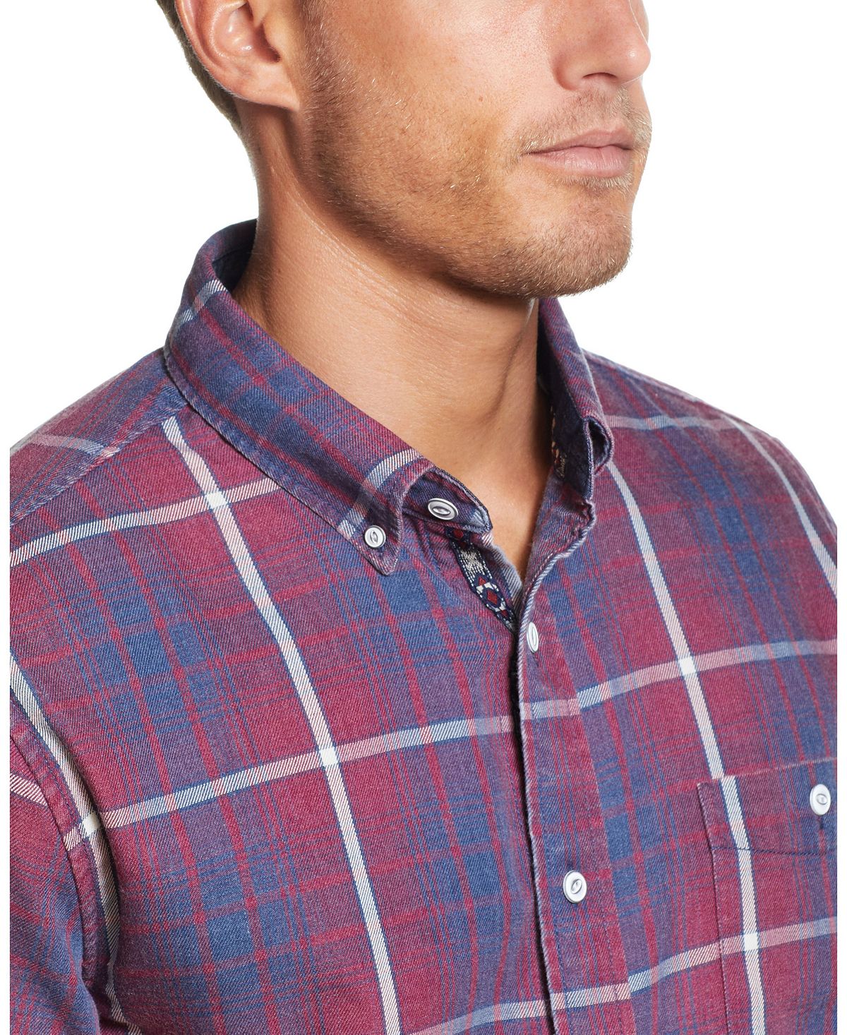 Weatherproof Vintage Burnout Flannel Shirt Dark Red