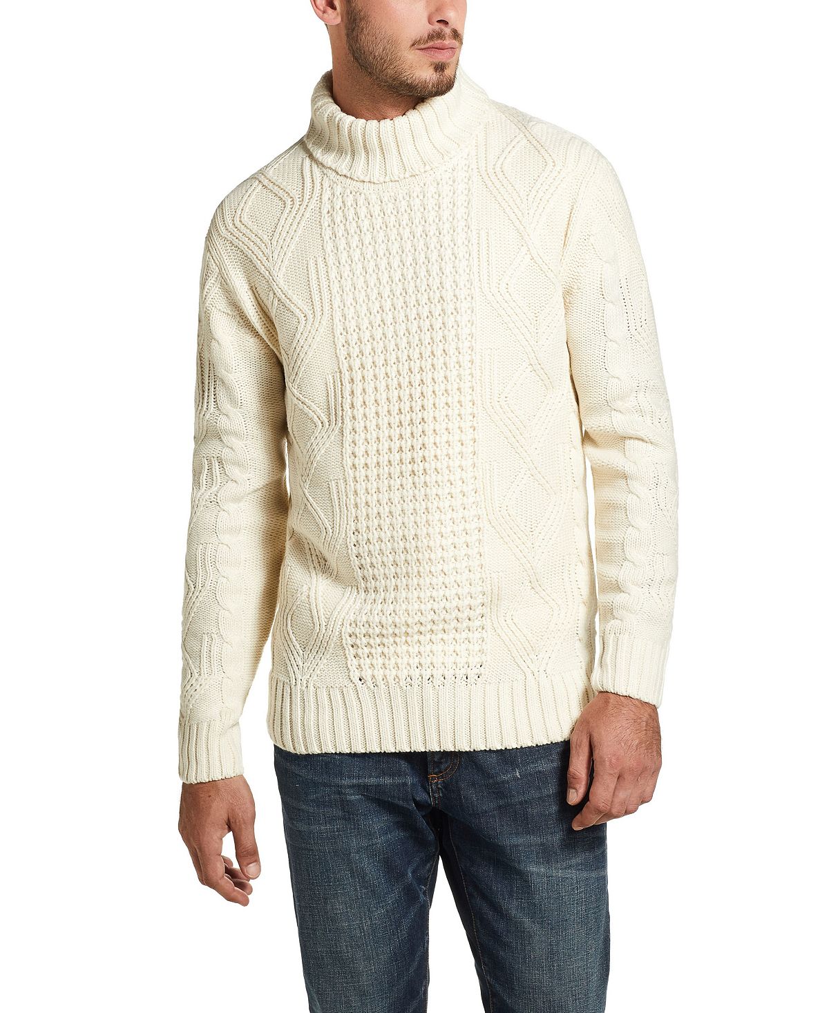 Weatherproof Vintage Chunky Turtle Neck Sweater Ecru