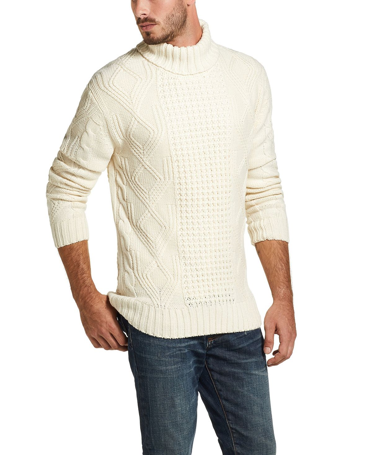 Weatherproof Vintage Chunky Turtle Neck Sweater Ecru