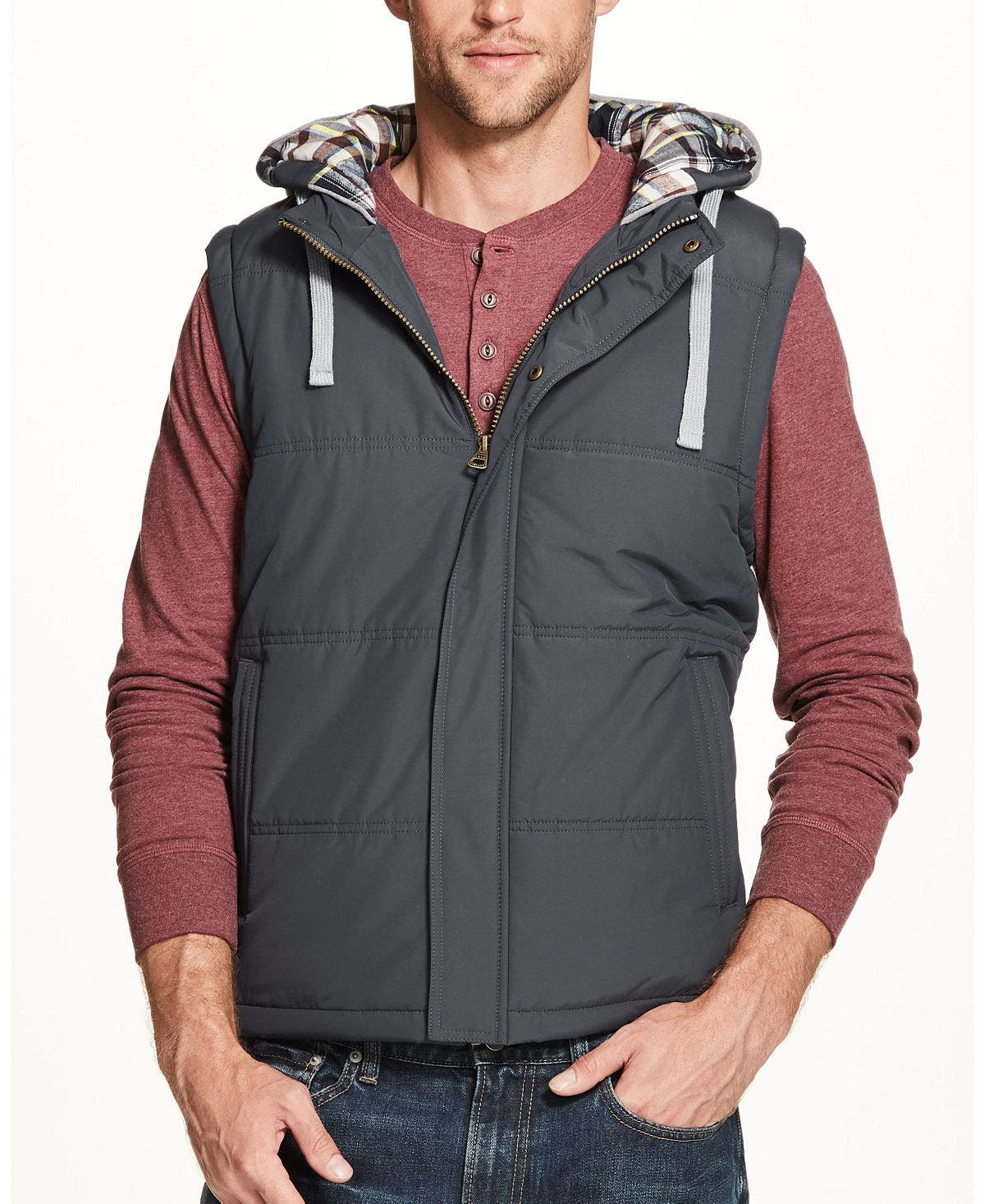 Weatherproof Vintage Hooded Puffer Vest Gray