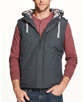 Weatherproof Vintage Hooded Puffer Vest Gray