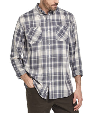 Weatherproof Vintage  Indigo Blues Plaid Shirt White