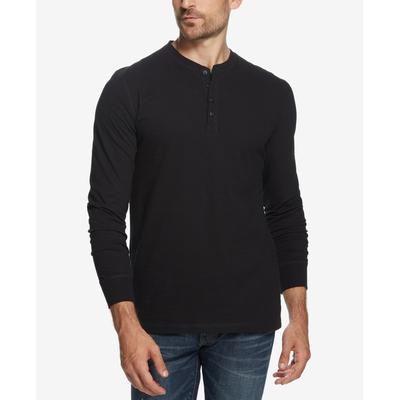 Weatherproof Vintage Men's Long Sleeve Brushed Jersey Henley T-shirt black