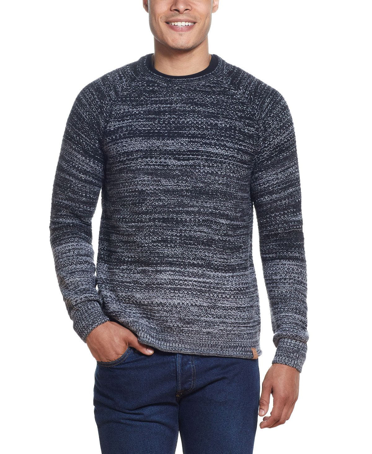 Weatherproof Vintage Ombre Roll Crew Sweater Black Marl