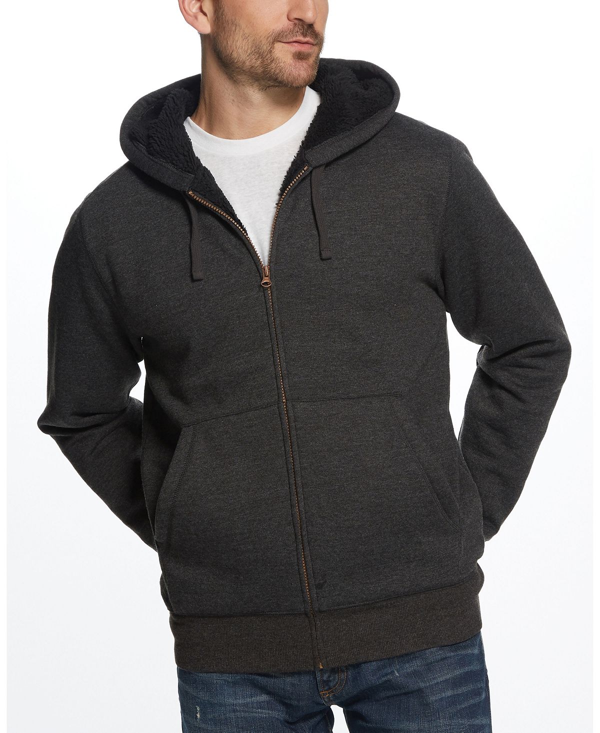 Weatherproof Vintage Sherpa Lined Fleece Hoodie Black Beauty