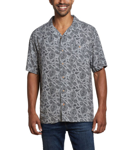 Weatherproof Vintage Short Sleeves Rayon Print Camp Collar Shirt Moonbeam