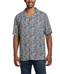 Weatherproof Vintage Short Sleeves Rayon Print Camp Collar Shirt Moonbeam thumbnail 1