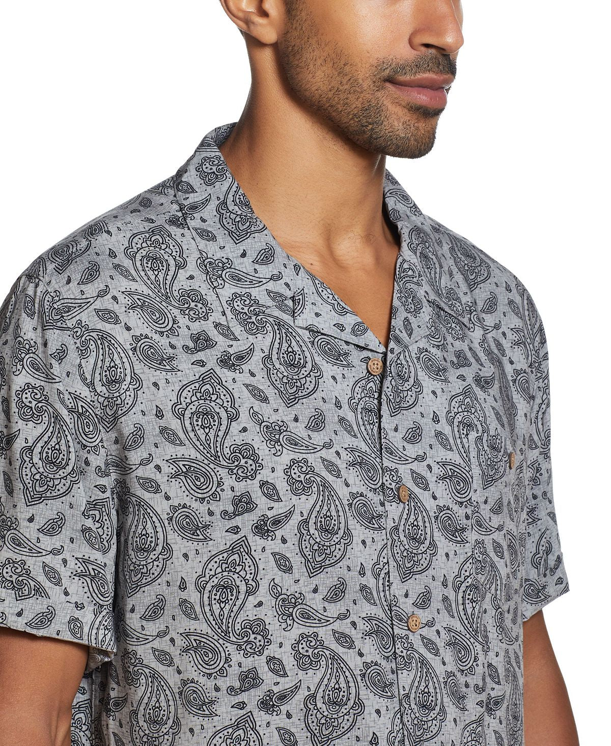 Weatherproof Vintage Short Sleeves Rayon Print Camp Collar Shirt Moonbeam