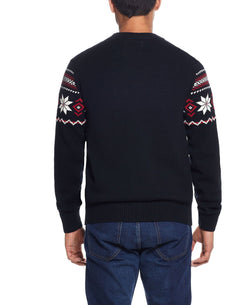 Weatherproof Vintage Snowflake Crew Neck Sweater Black thumbnail 3