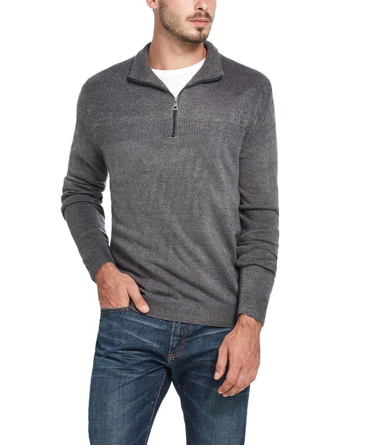 Weatherproof Vintage Soft Touch Quarter-zip Sweater Gray