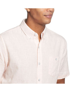 Weatherproof Vintage Solid Short Sleeves Linen Shirt Pink thumbnail 2