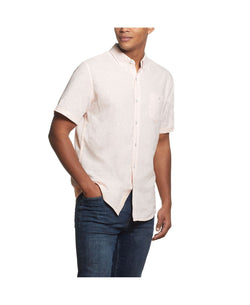 Weatherproof Vintage Solid Short Sleeves Linen Shirt Pink thumbnail 4