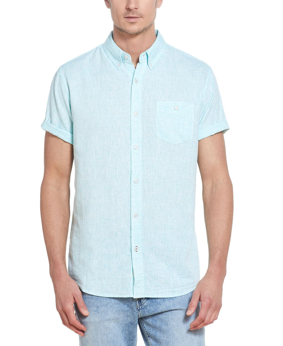 Weatherproof Vintage Solid Short Sleeves Shirt Mint