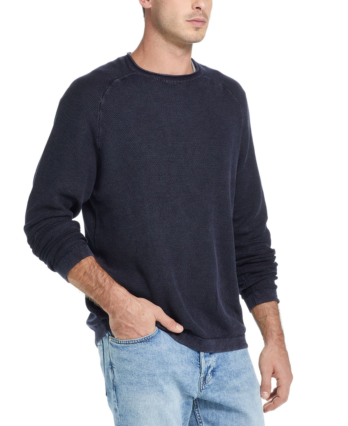 Weatherproof Vintage Stonewashed Textured Sweater Blue Nights