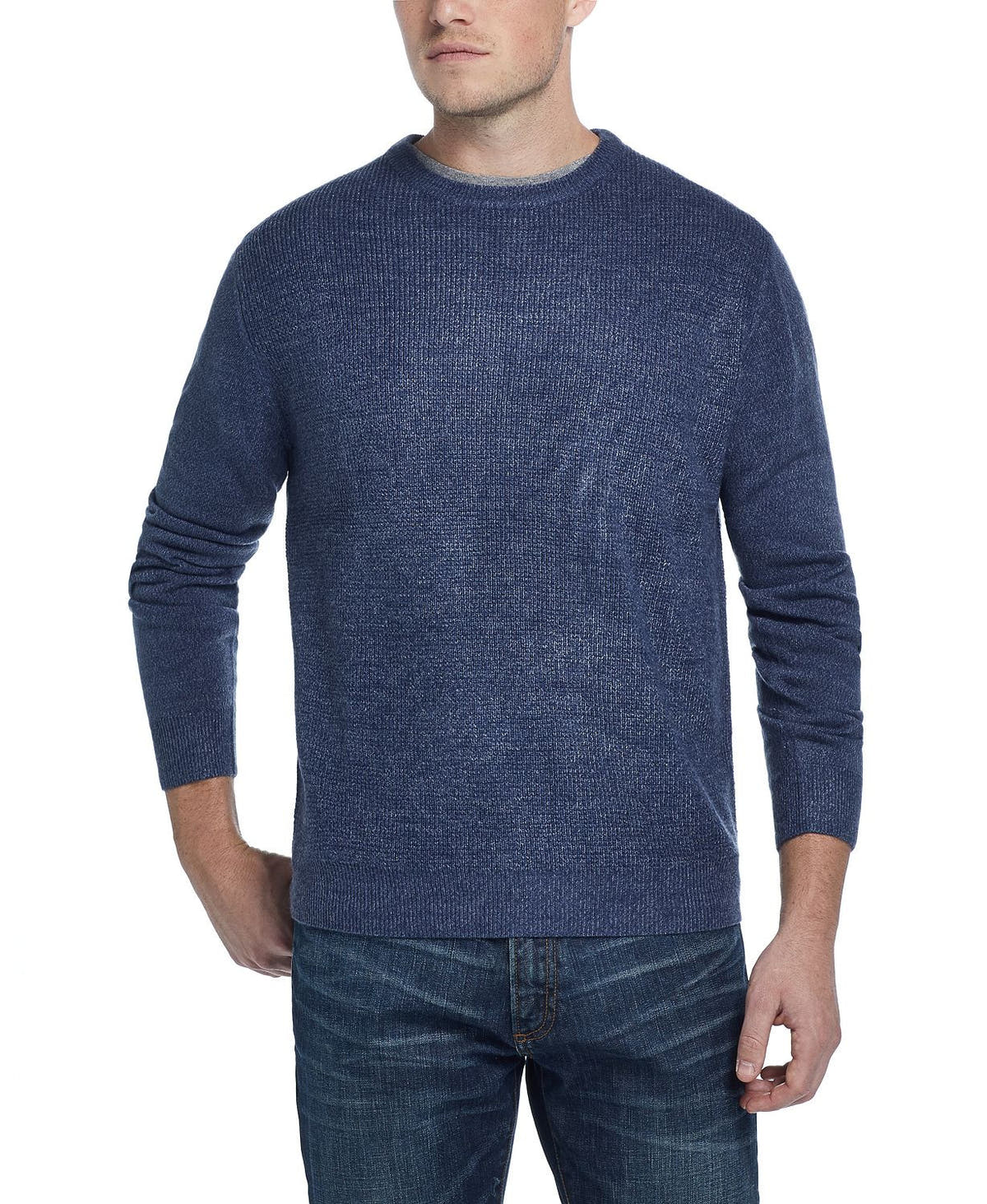 Weatherproof Vintage Waffle Knit Sweater Med Blue