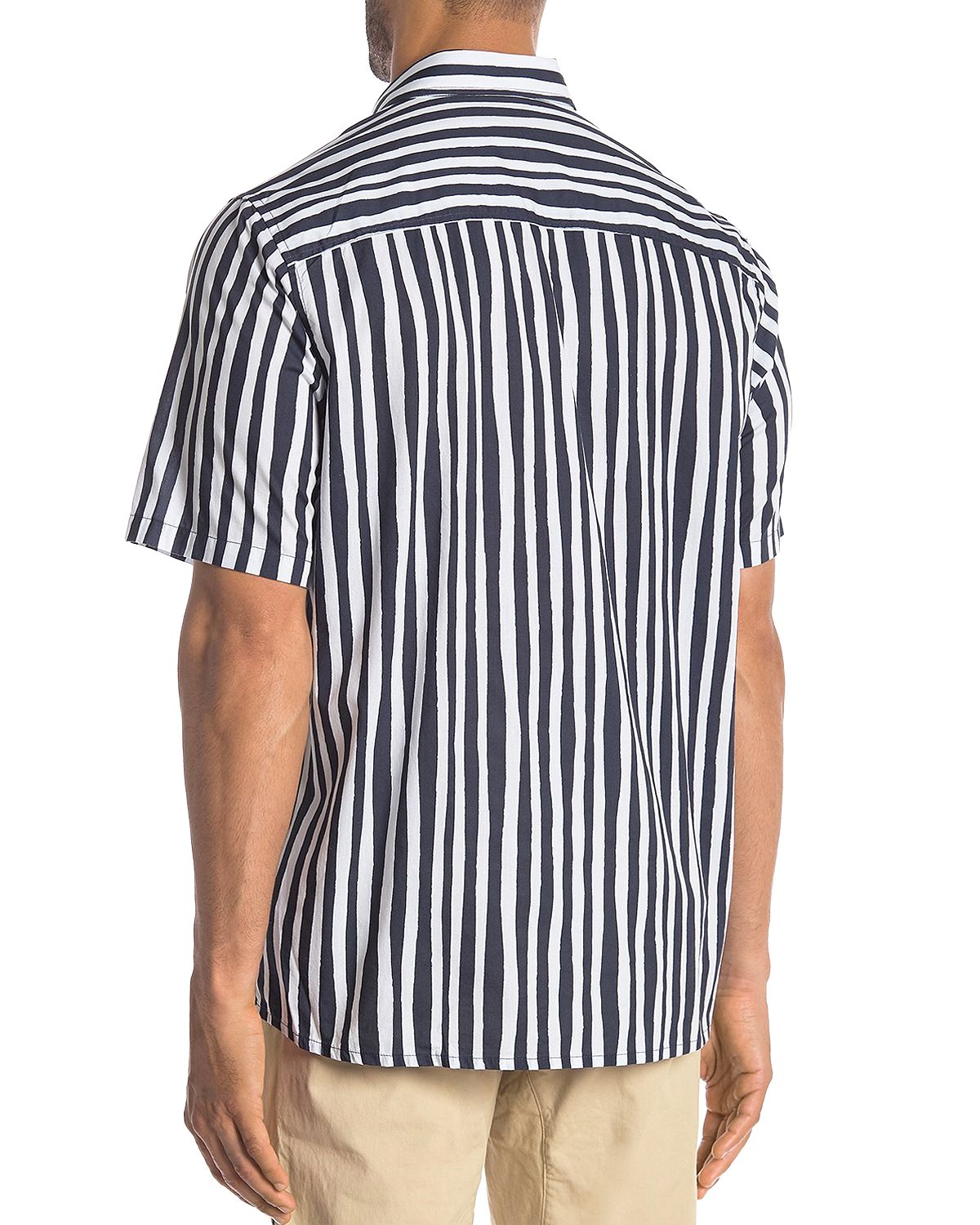 Wesc Short-sleeve Striped Regular Fit Button-down Shirt Navy Blazer