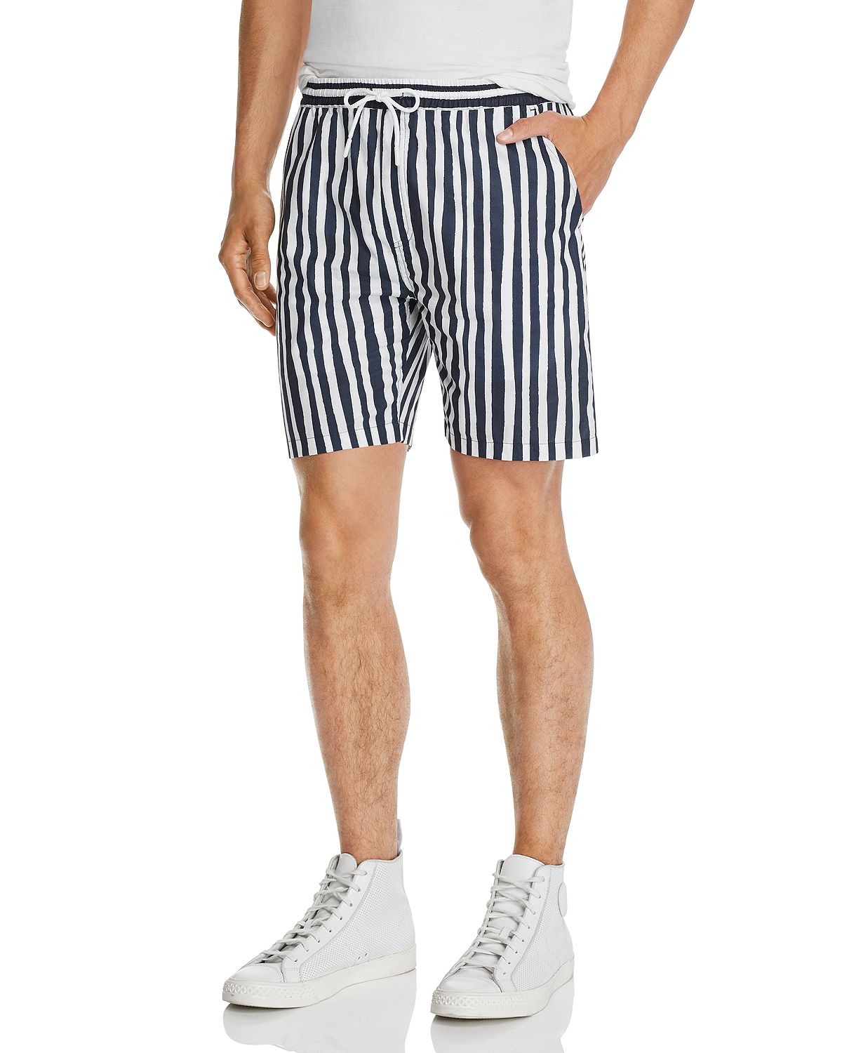 Wesc Striped Slim Fit Shorts Navy Blazer