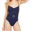 Weworewhat Danielle Belted One-piece Swimsuit Dress Blues
