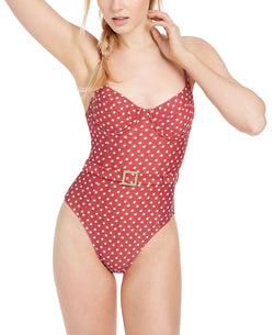 Weworewhat Danielle Belted Star-print One-piece Swimsuit Vintage Stars thumbnail 1