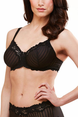 Whimsy by Lunaire Black-Stripe Barbados Stretch-Mesh Demi Bra thumbnail 2