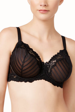 Whimsy by Lunaire Black-Stripe Barbados Stretch-Mesh Demi Bra thumbnail 1