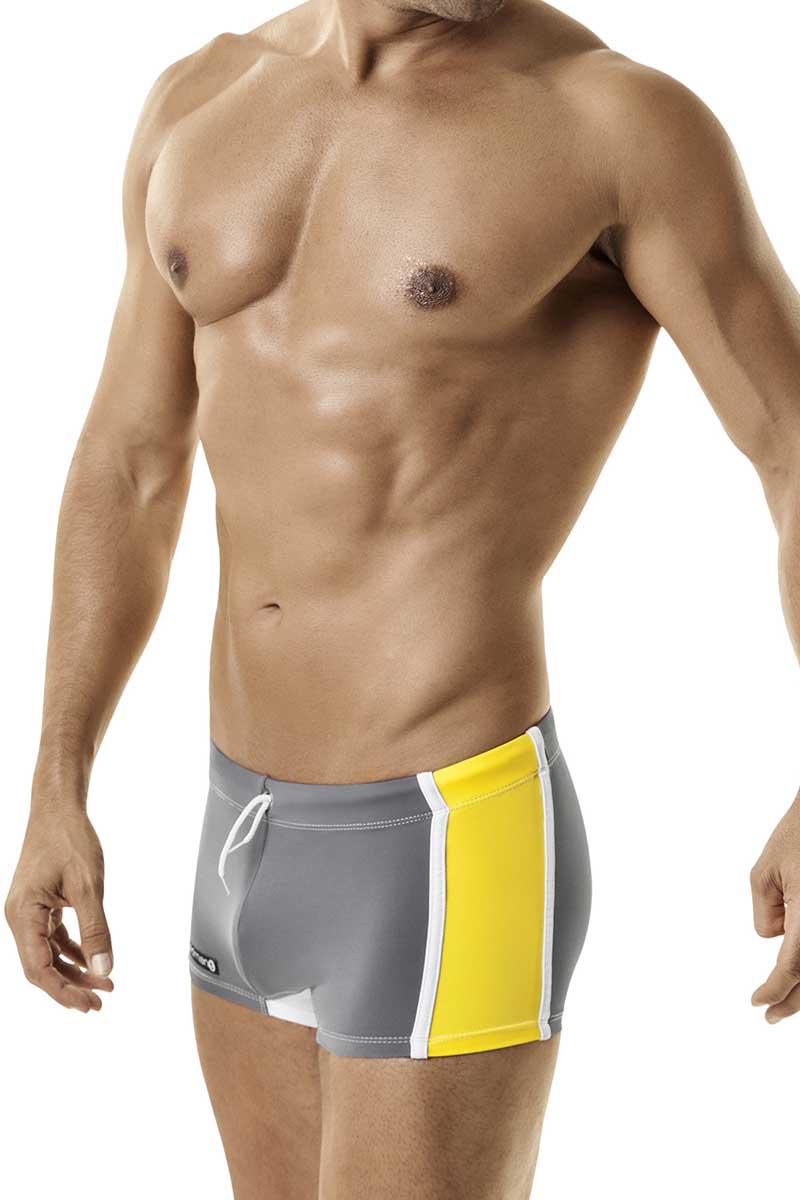WildmanT Grey & Yellow Mazu Swim Square Trunk