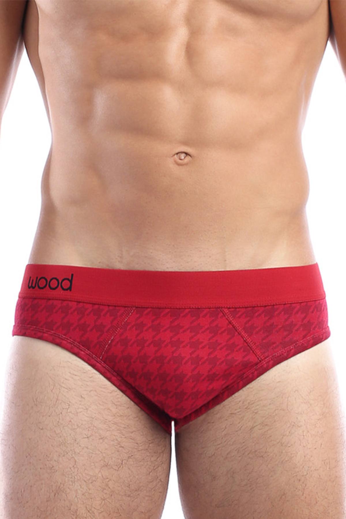 Wood Red Houndstooth Hip Brief