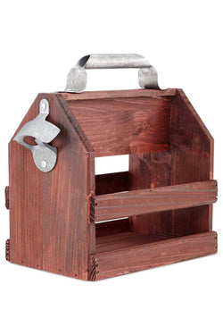 Wooden Six-pack Beer Holder With Bottle Opener thumbnail 1