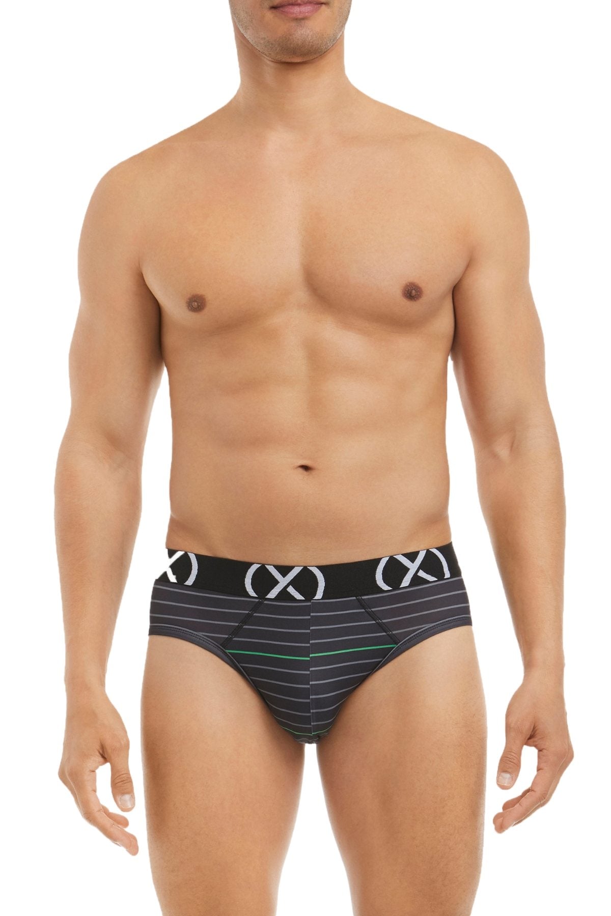 (X) Fieryred Varsity Navy and Stripe No Show Briefs 3-Pack