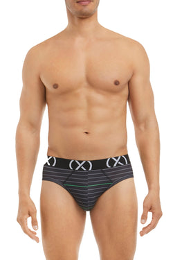 (X) Fieryred Varsity Navy and Stripe No Show Briefs 3-Pack thumbnail 2