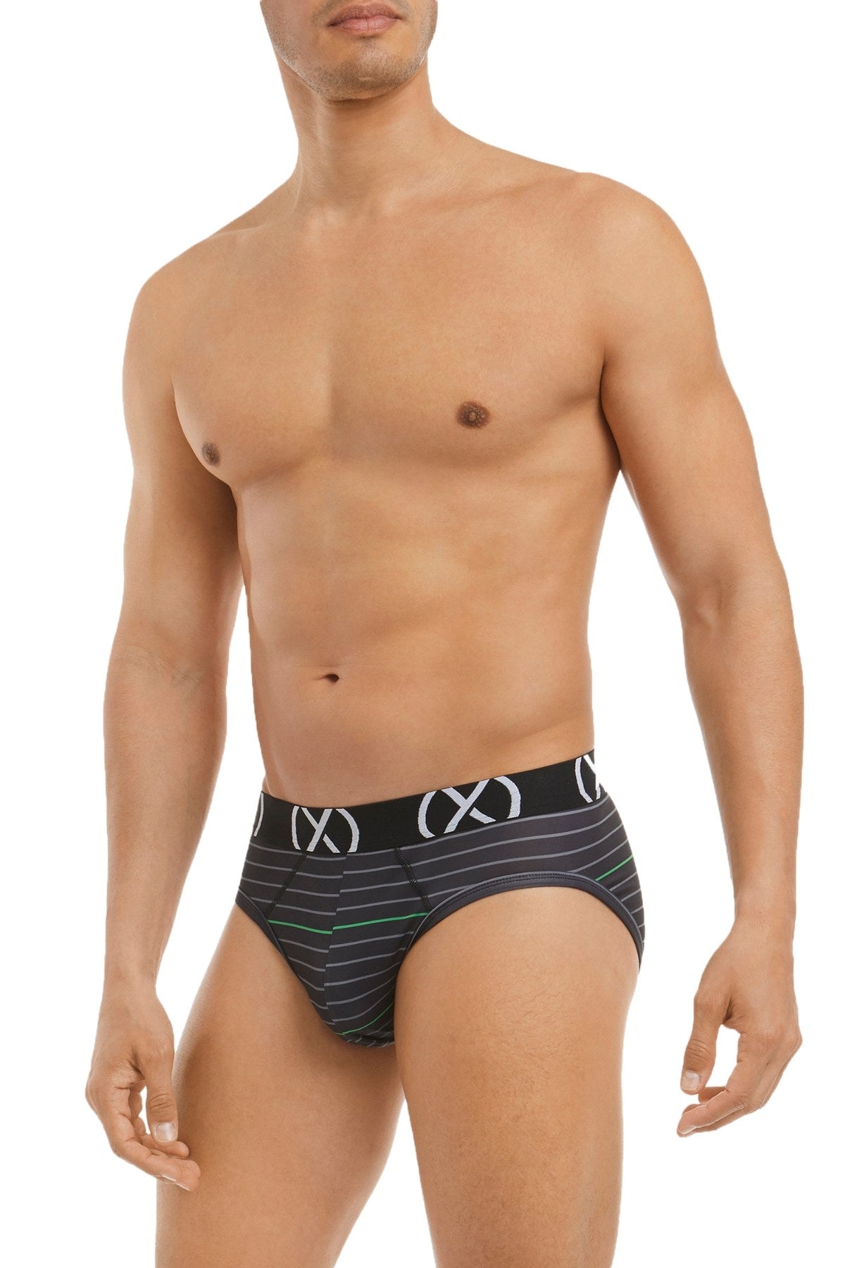 (X) Fieryred Varsity Navy and Stripe No Show Briefs 3-Pack