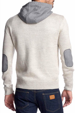 X-Ray Jeans Beige/Grey Hooded Knit Sweater thumbnail 2