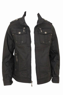 X-Ray Jeans Black Coated Denim Jacket thumbnail 2