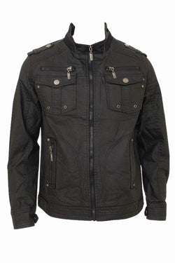 X-Ray Jeans Black Coated Denim Jacket thumbnail 1