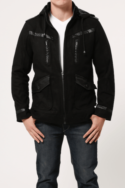 X-Ray Jeans Black Concord Hooded Coat thumbnail 2