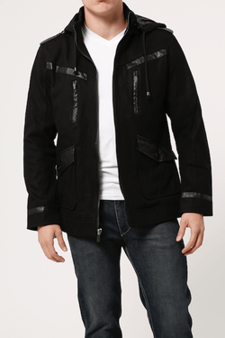 X-Ray Jeans Black Concord Hooded Coat thumbnail 3