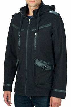 X-Ray Jeans Black Concord Hooded Coat thumbnail 1