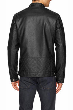 X-Ray Jeans Black Slim Fit Moto Faux-Leather Jacket with Quilting Detail thumbnail 2