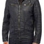 X-Ray Jeans Navy Distressed Faux-Leather Zip-Up Jacket