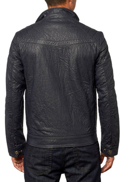 X-Ray Jeans Navy Distressed Faux-Leather Zip-Up Jacket thumbnail 4