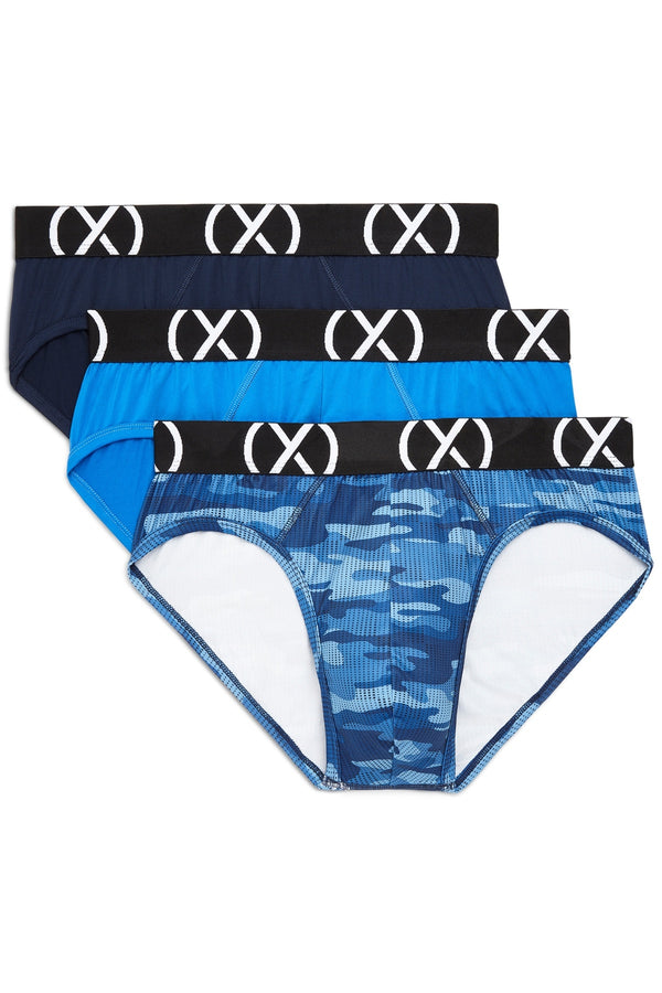 (X) Varsity Navy Powerblue and Tech Camo No Show Briefs 3-Pack