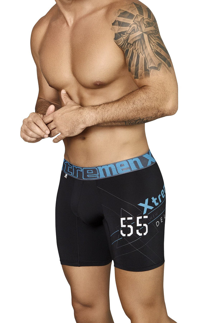 XTREMEN Black '55' Printed Microfiber Boxer Brief