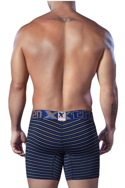 XTREMEN Black/Blue Open-Fly Microfiber Boxer Brief thumbnail 2