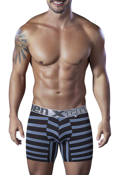 XTREMEN Black/Blue Stripe Sport Performance Breathable Boxer Brief
