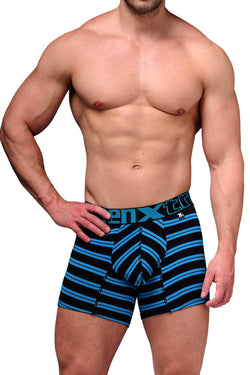 XTREMEN Black/Blue-Striped Microfiber Boxer Brief thumbnail 1