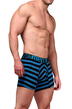 XTREMEN Black/Blue-Striped Microfiber Boxer Brief thumbnail 2