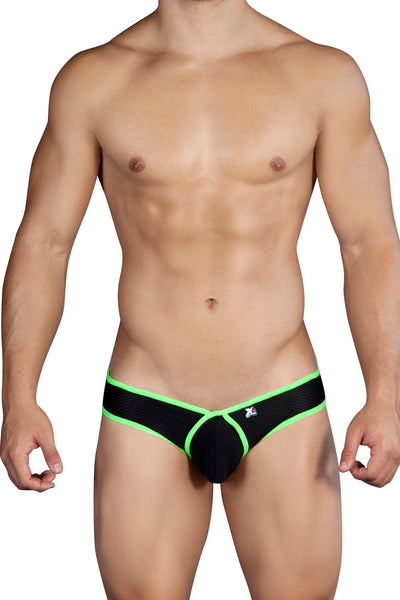 XTREMEN Black/Green Lean-Cut Piping Brief