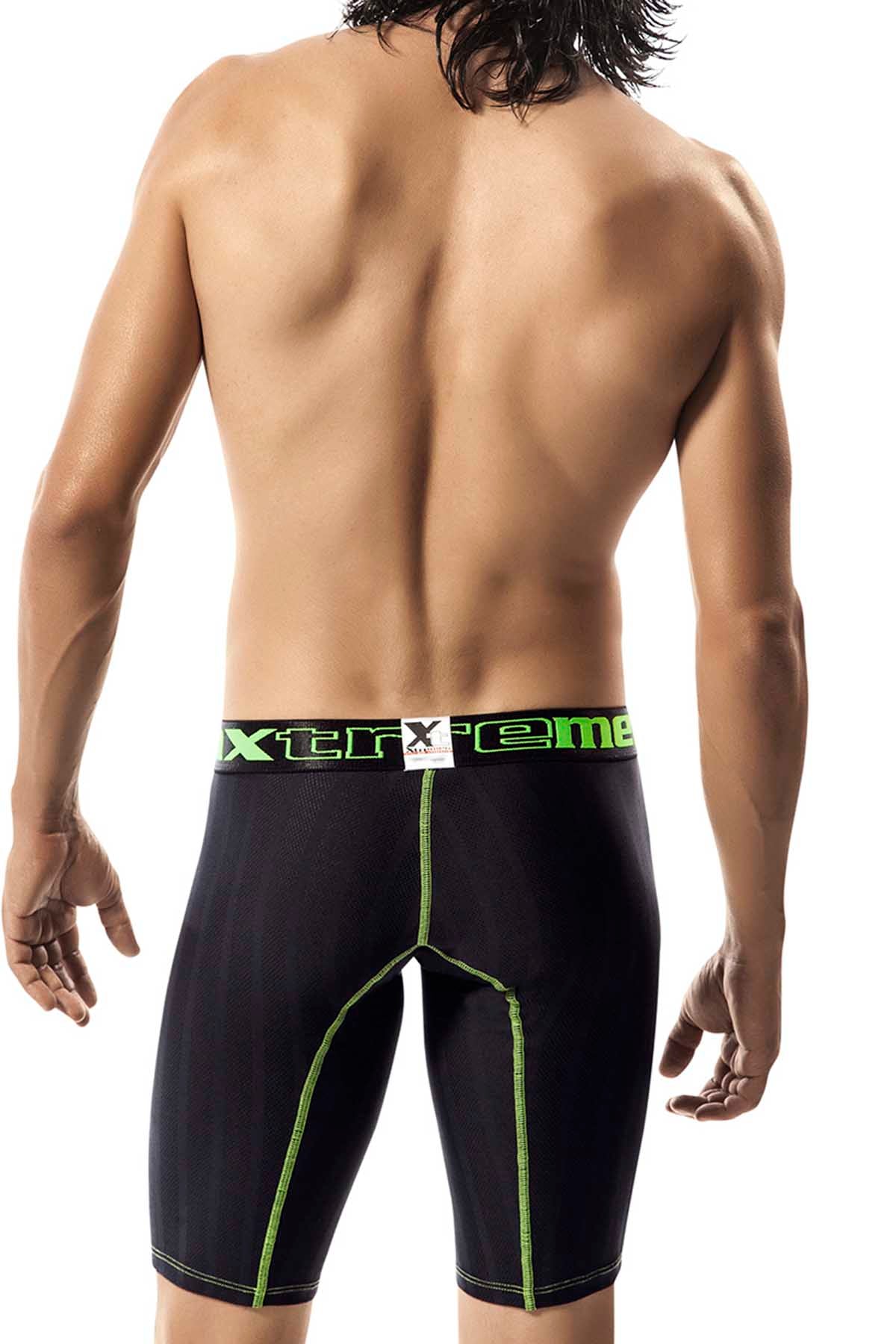 XTREMEN Black/Green Microfiber Long-Boxer